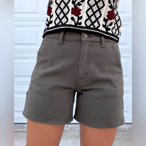 High Rise Utility Shorts - Dark Olive - Picture 7 of 13
